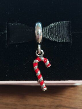 Authentic Retired Pandora Candy Cane Christmas Dangle Charm 791193EN09